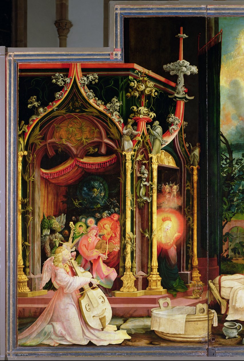 来自伊森海姆祭坛画的天使音乐会，c.1512-16 作者 马蒂亚斯·格鲁内瓦尔德
