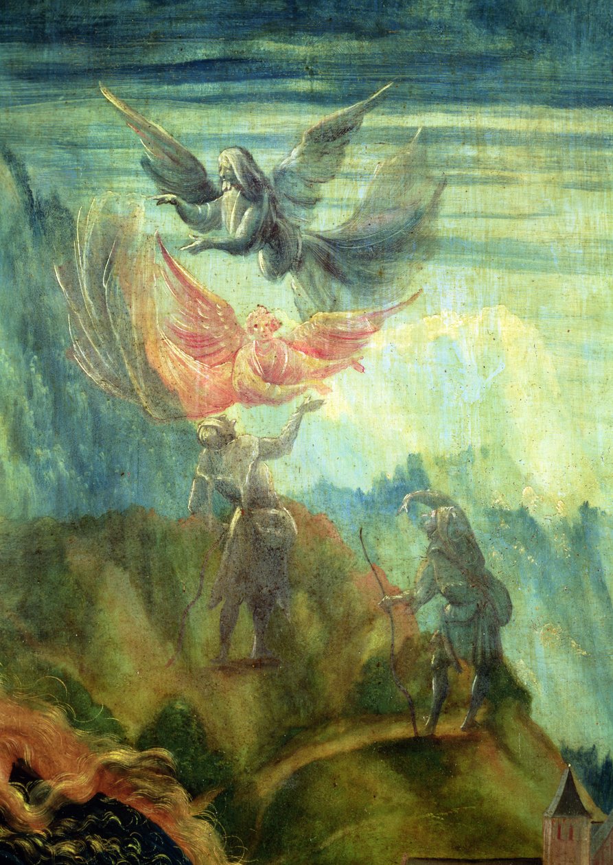伊森海姆祭坛画的诞生场景的细节宣布给牧羊人，c.1512-16，面板上的油 作者 马蒂亚斯·格鲁内瓦尔德