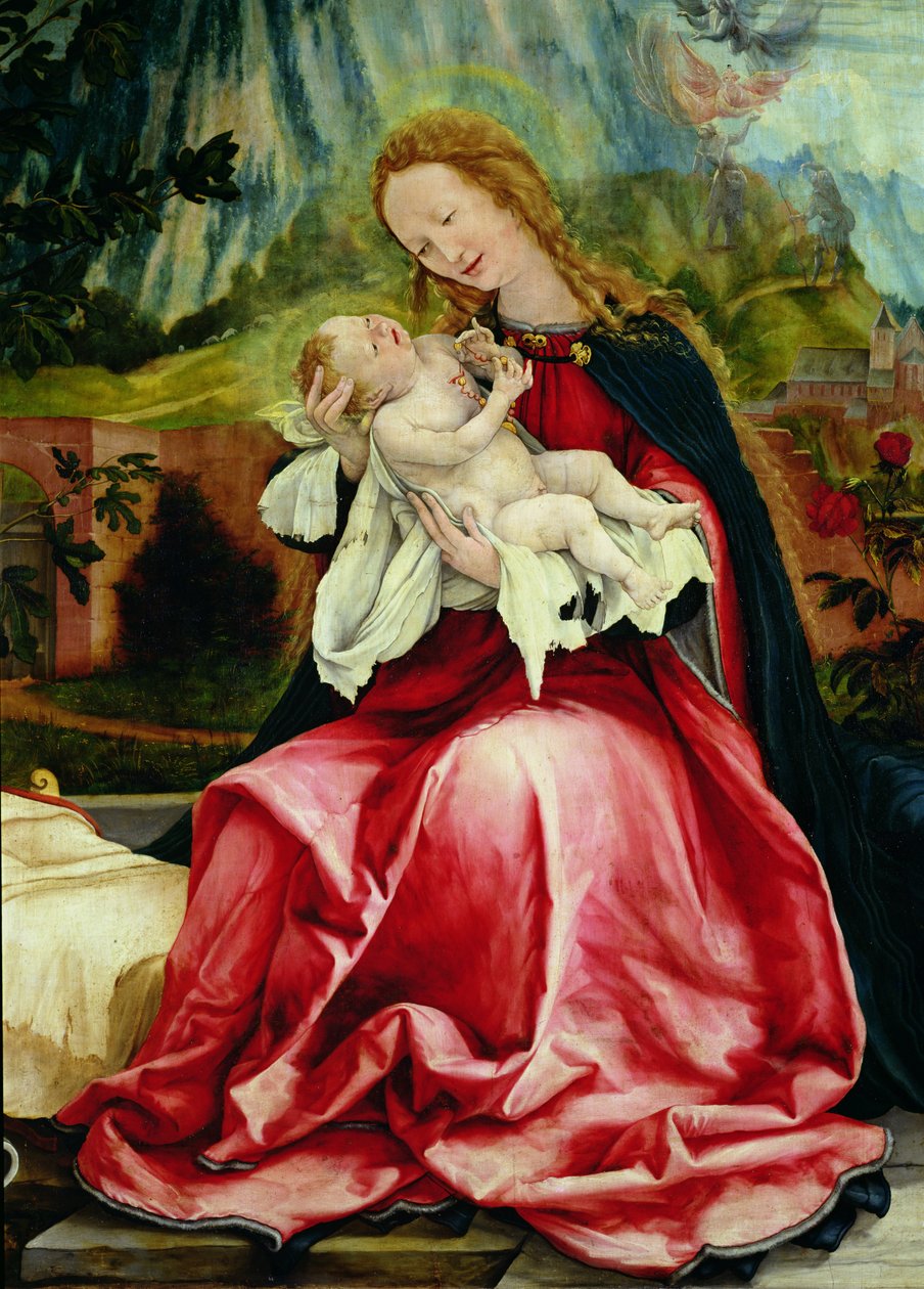 圣母子女，来自Isenheim Altarpiece，c.1512-16 作者 马蒂亚斯·格鲁内瓦尔德