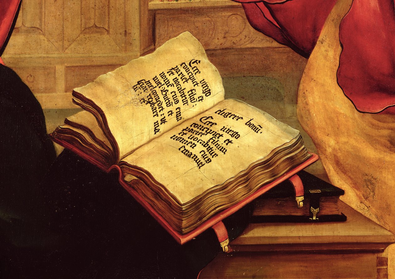 圣母玛利亚的书，来自Isenheim Altarpiece的报喜，c1512-16 作者 马蒂亚斯·格鲁内瓦尔德