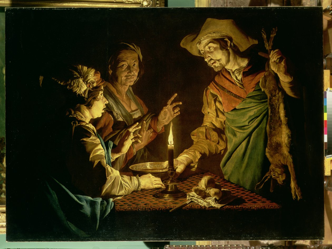 以扫和雅各，1640年代 作者 马蒂亚斯·斯托默（Matthias Stomer）