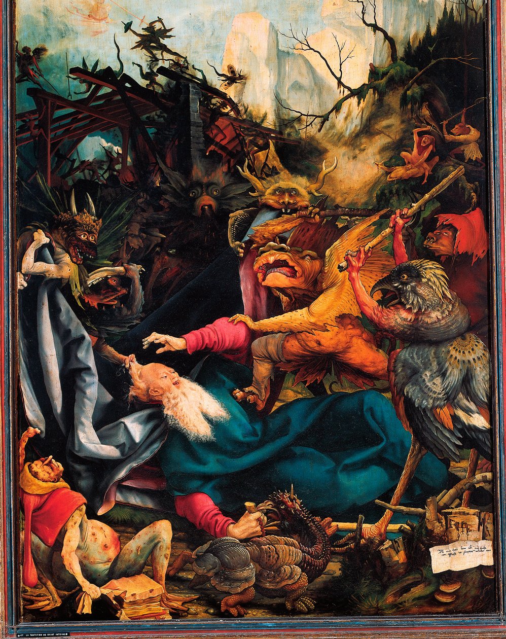 圣安东尼大帝的诱惑》细部，伊森海姆祭坛壁画，约 1512-16 年（板上油画） 作者 马蒂亚斯（c.1480-1528）格鲁内瓦尔德