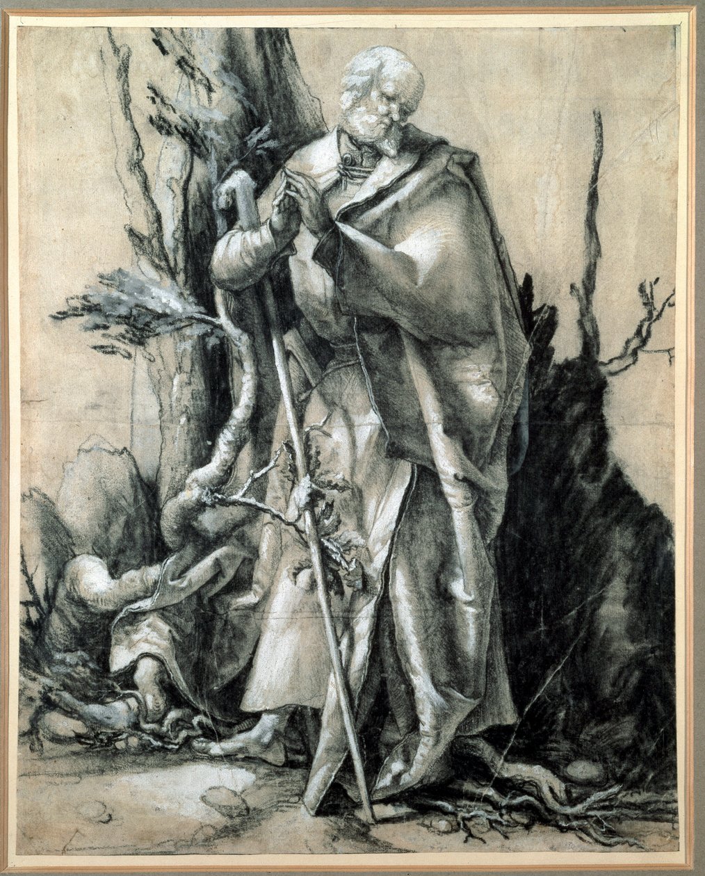 木书房中的圣人（水墨画 作者 马蒂亚斯（c.1480 1528）格吕内瓦尔德
