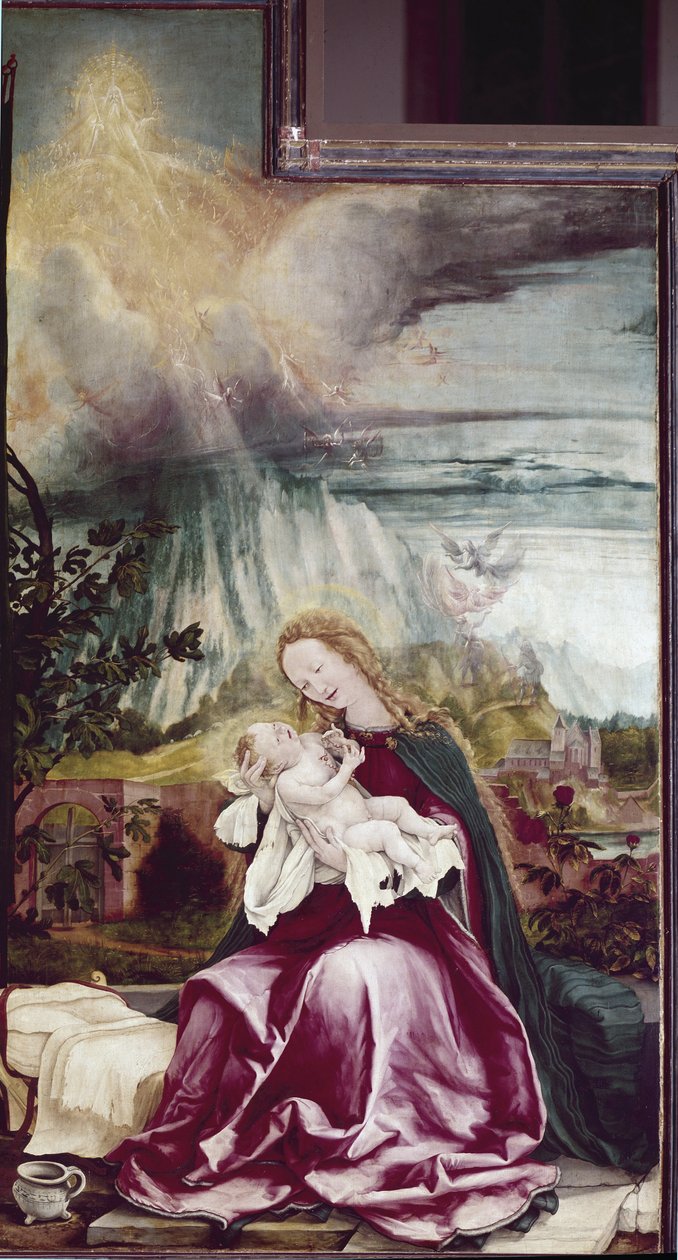 土生土长的寓言。 伊森海姆祭坛画（或伊森海姆） - 由 Matthias Grunewald（约 1475-1528 年）绘画，木头油彩 作者 马蒂亚斯（c.1480 1528）格吕内瓦尔德