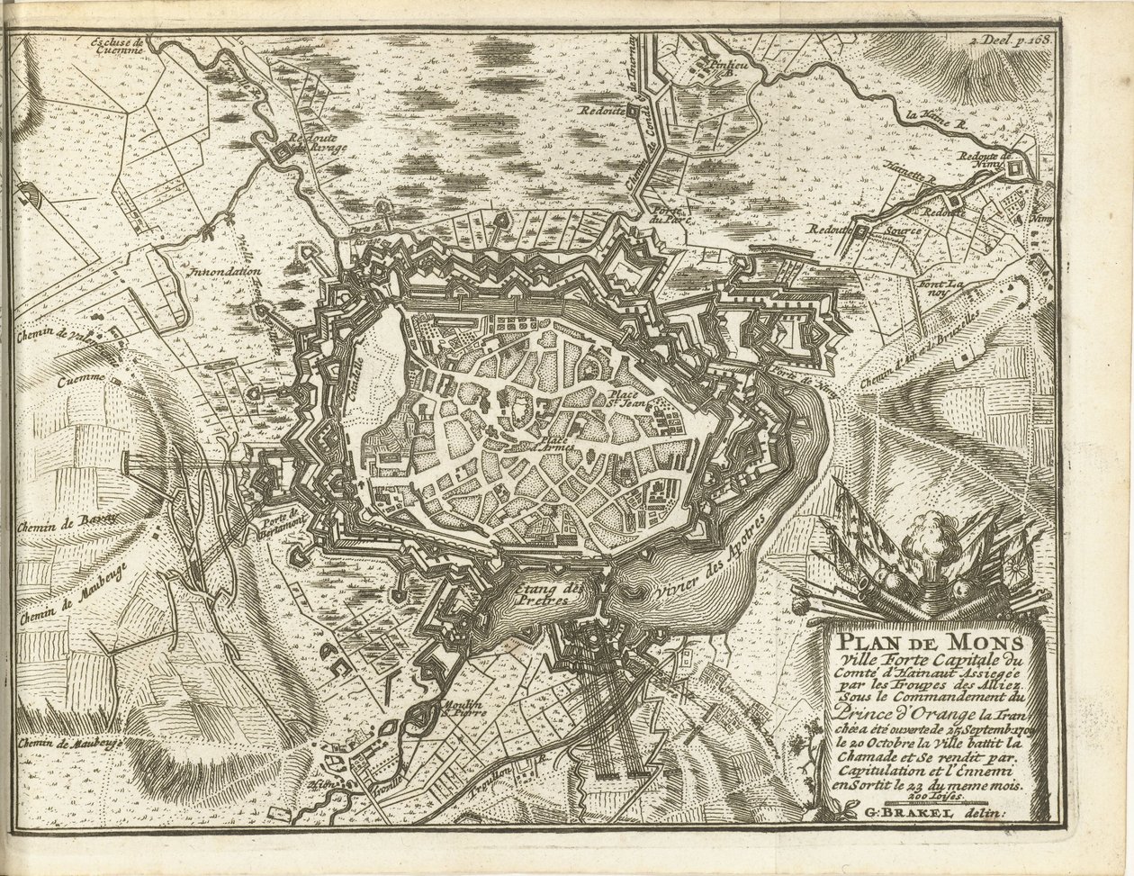 Beleg van Bergen, 1709
Plan of Mons Ville Forte (...) Assiegée par les Troupes des Alliez. 作者 Matthij 的游泳池（可能）