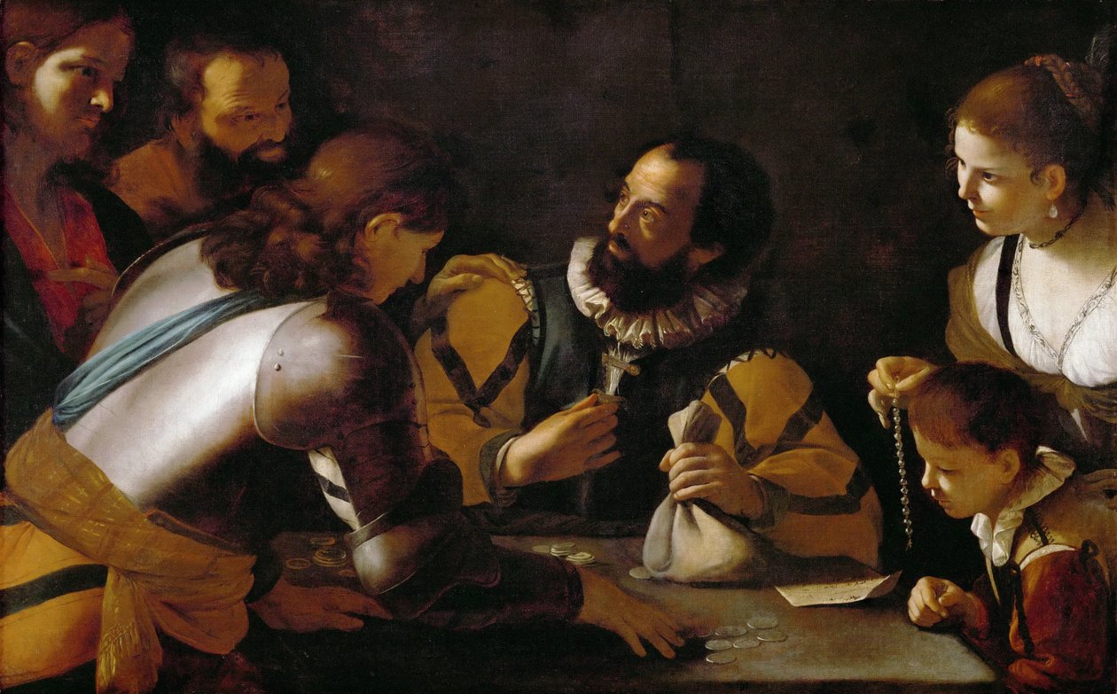 La vocation de Saint Matthieu - The Vocation of Saint Matthew - Mattia Preti (1613-1699). Oil on canvas, c. 1635. Dimension : 104x164 cm. Art History Museum, Vienne 作者 马蒂亚·普雷蒂（Mattia Preti）