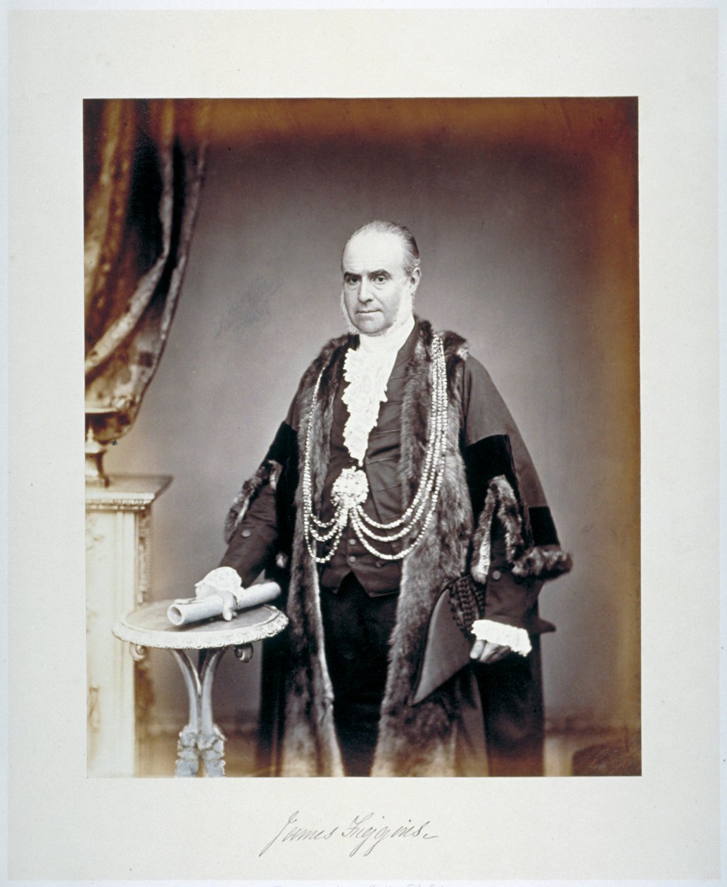 詹姆斯-菲金斯，伦敦郡长，身着冤狱服，约1865年 作者 马尔公司