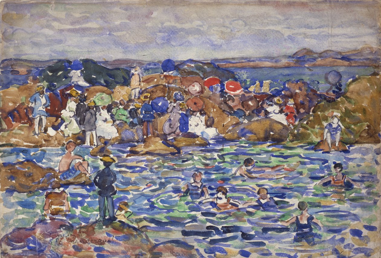 在Shore，St. Malo No. 1，c.1907 作者 莫里斯·巴西·普伦德加斯特