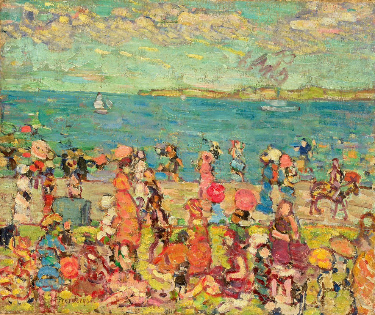 海滩场景，c.1912-13 作者 莫里斯·巴西·普伦德加斯特