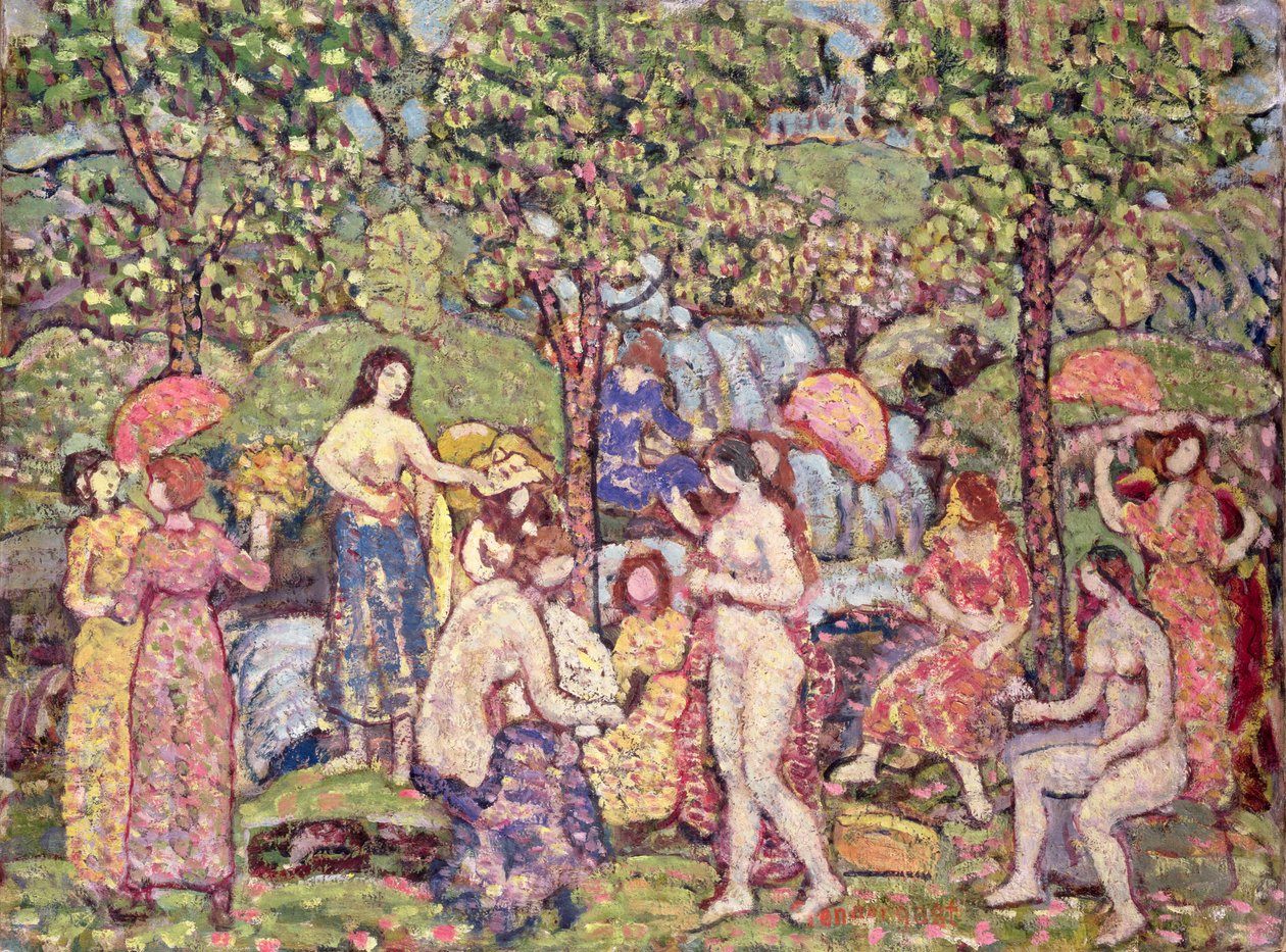 田园诗，田园中的裸体，1913-15 作者 莫里斯·巴西·普伦德加斯特
