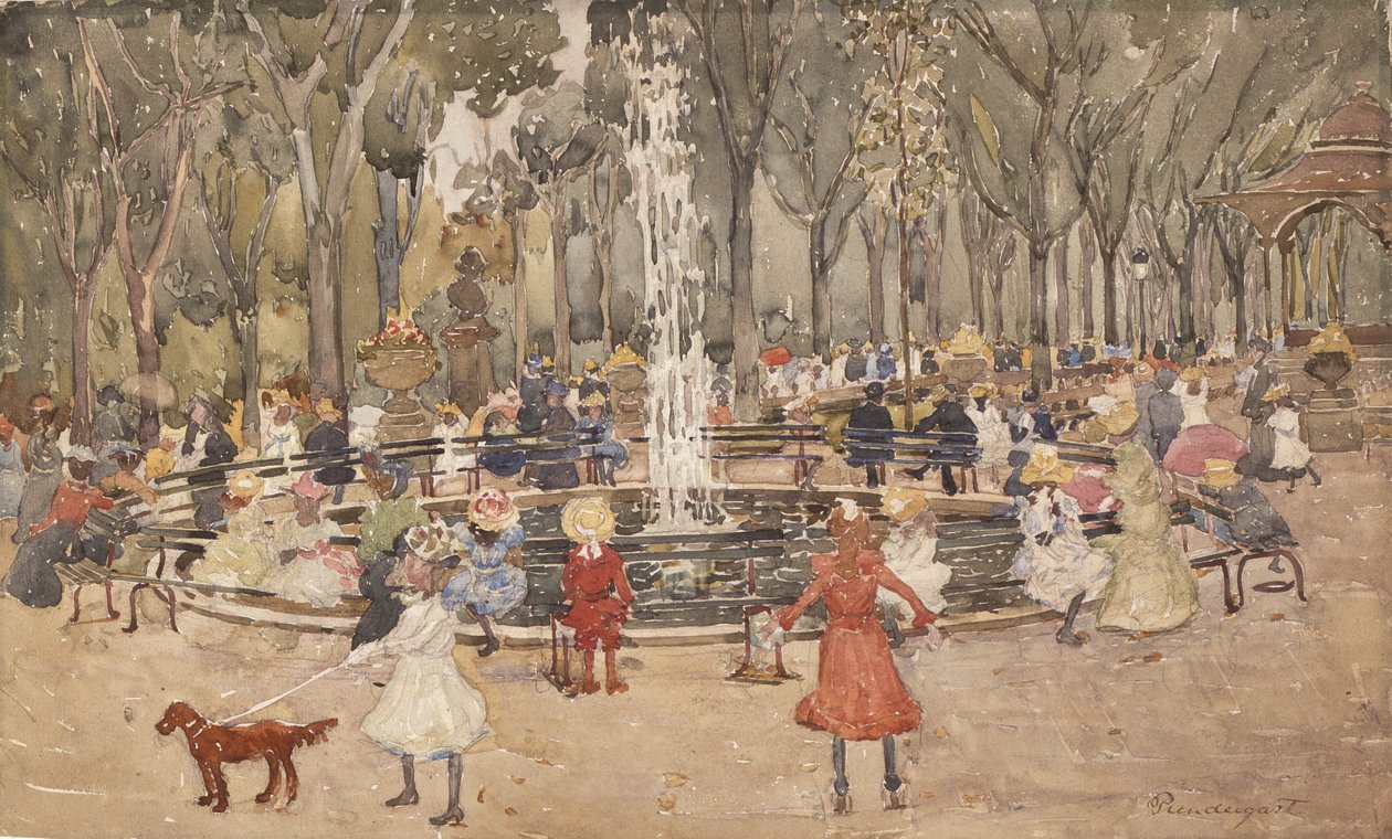 在纽约中央公园，c.1900-03 作者 莫里斯·巴西·普伦德加斯特