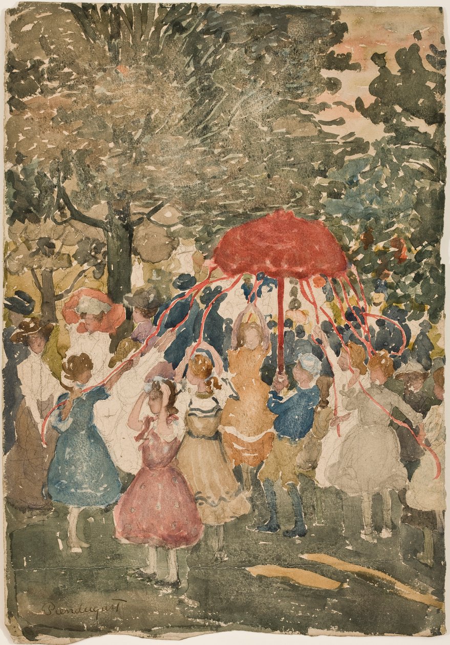 Maypole，1902年（纸上铅笔） 作者 莫里斯·巴西·普伦德加斯特