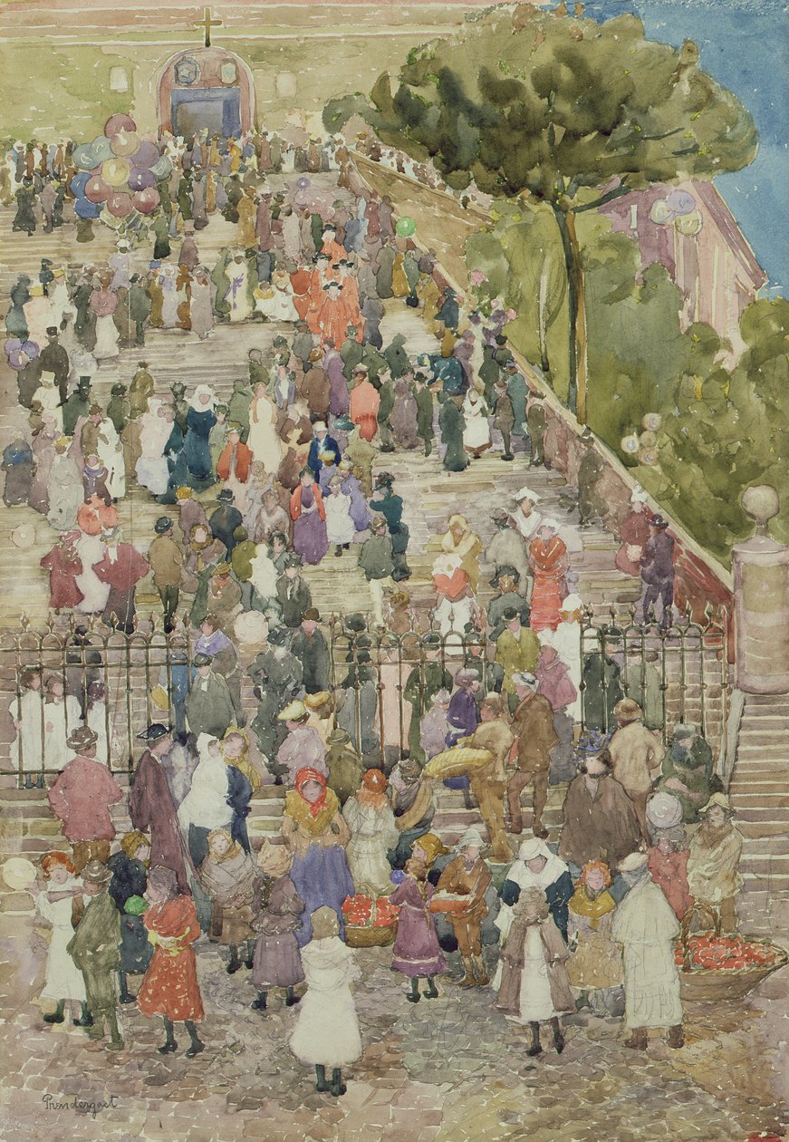 步骤圣玛丽亚阿拉科利，罗马，c.1898-99（纸上wc） 作者 莫里斯·巴西·普伦德加斯特
