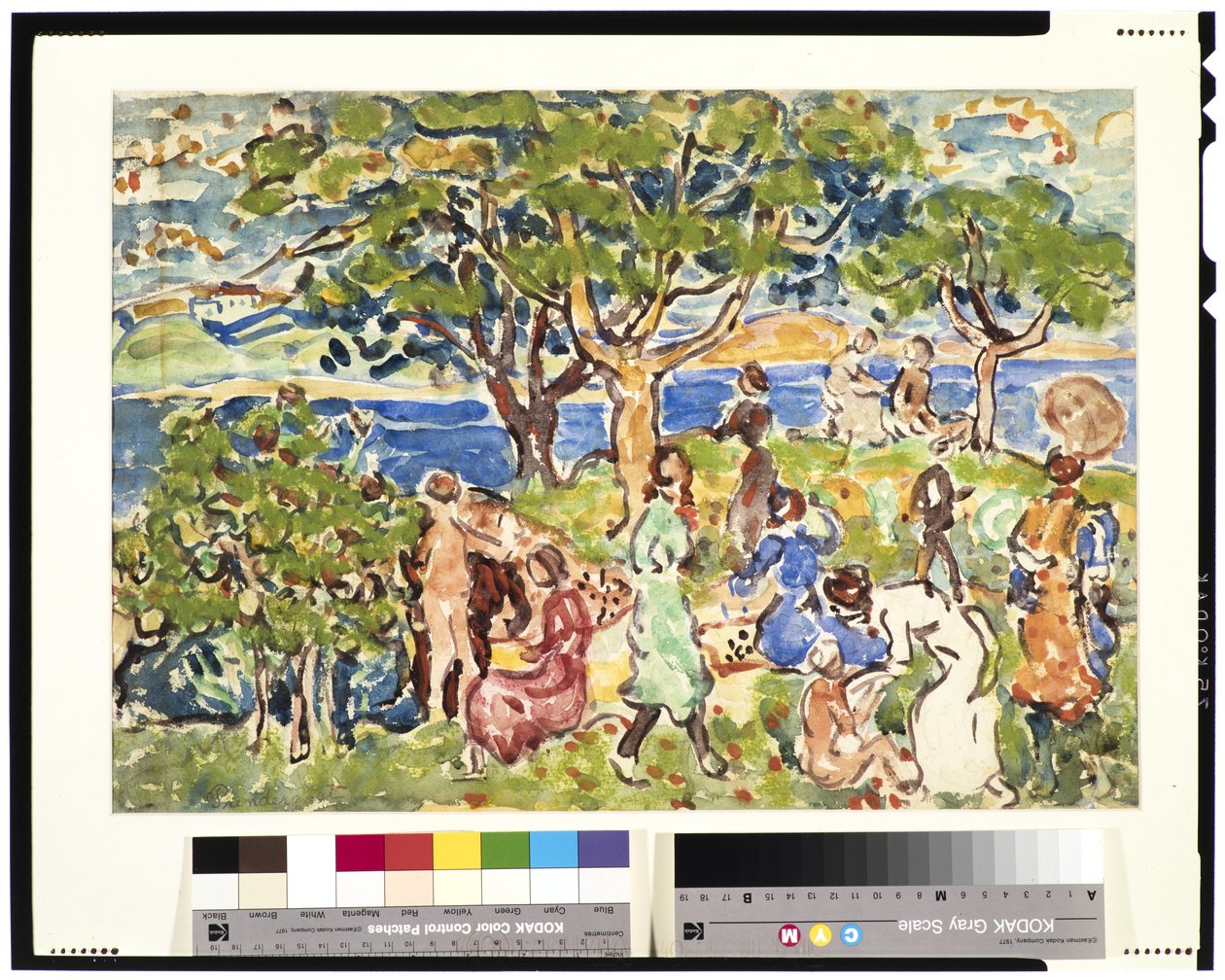 野餐，c.1912-15（wc und pastel over graphite） 作者 莫里斯·巴西·普伦德加斯特