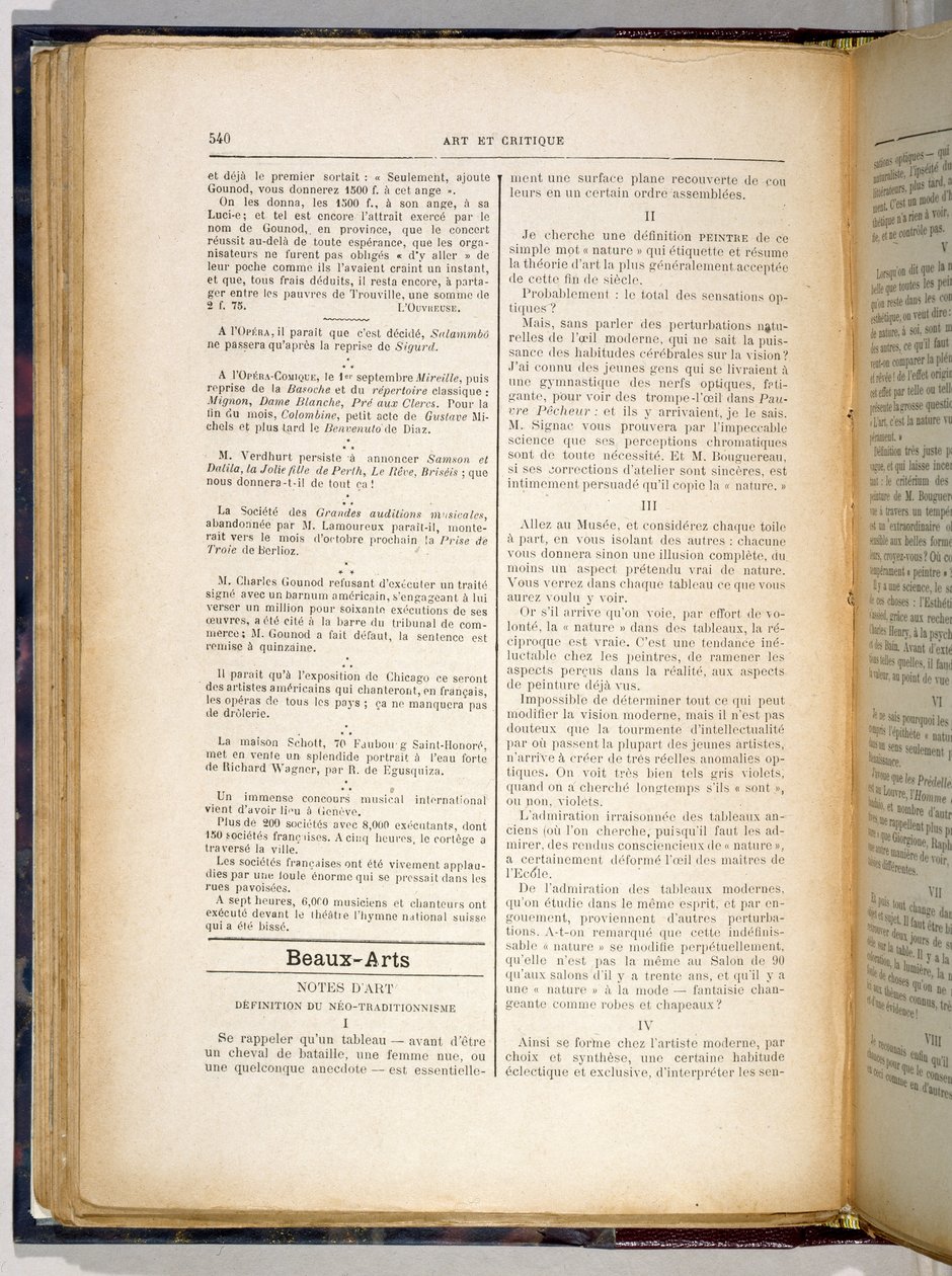 “Art et Critique”中的文章宣布了&39;Nabis&39;艺术哲学的基本定义，1890年8月23日（印刷纸） 作者 莫里斯·丹尼斯（Maurice Denis）