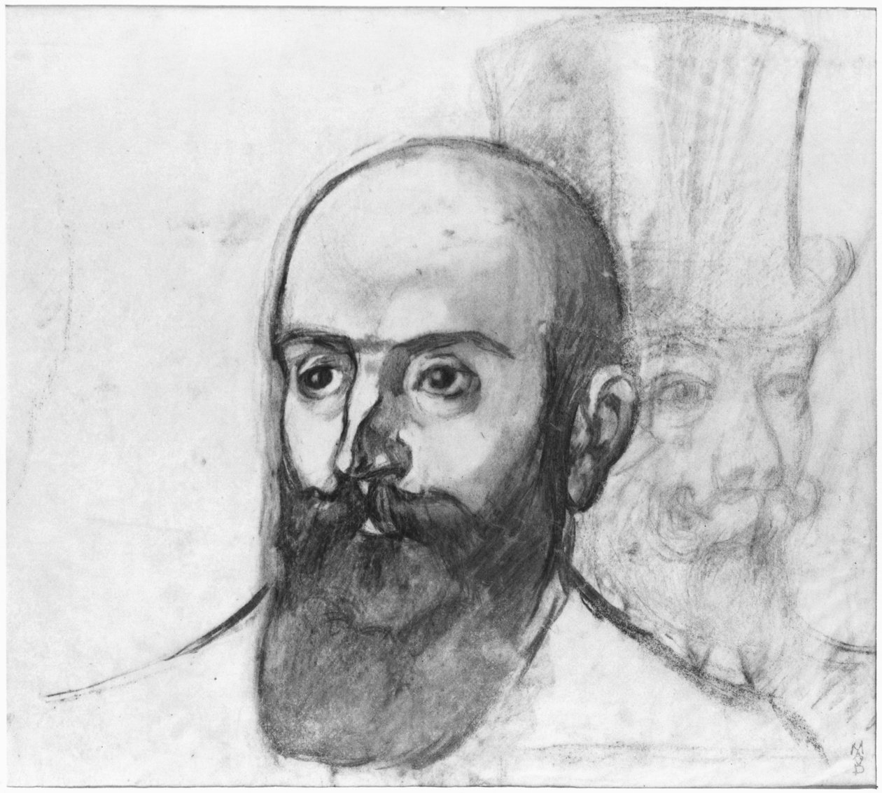 Edouard Vuillard（1868-1940）和Andre Mellerio（1862-1943）c.1899（木炭） 作者 莫里斯·丹尼斯（Maurice Denis）