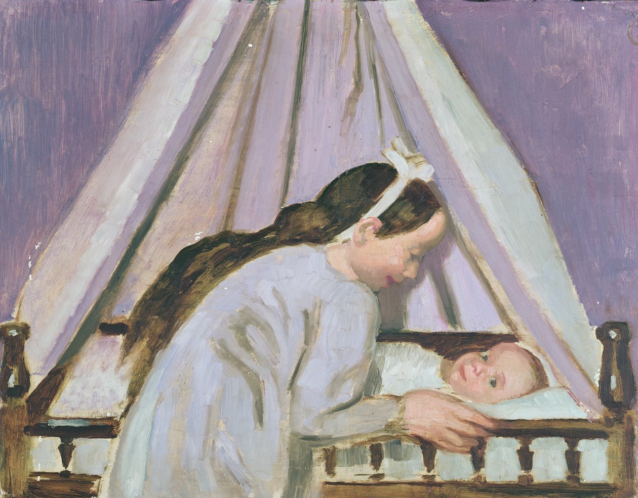 弗朗索瓦的摇篮，1916年（纸板上的油） 作者 莫里斯·丹尼斯（Maurice Denis）