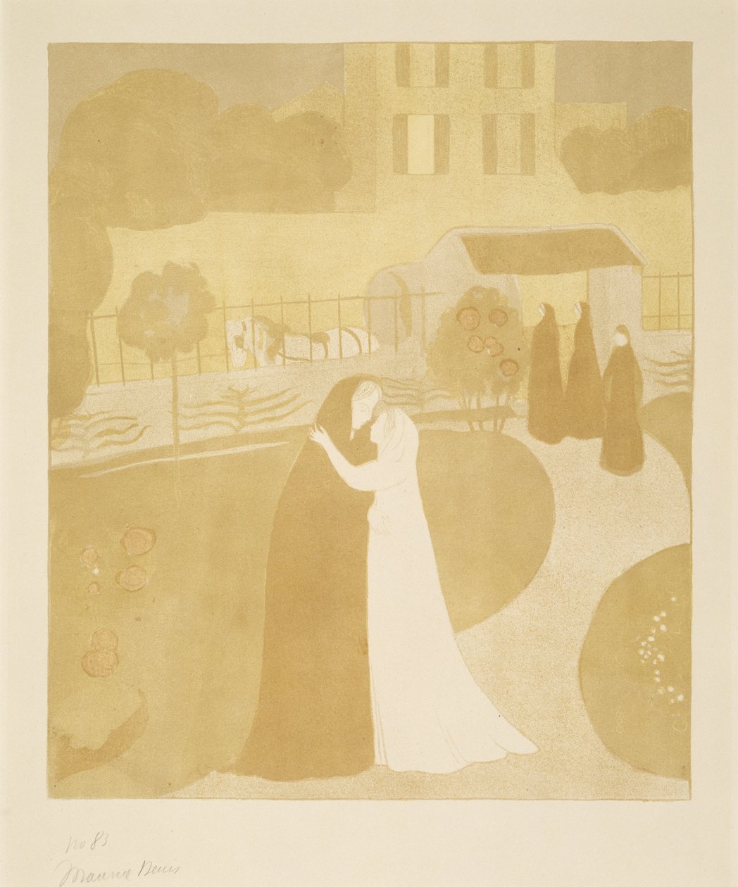 La Visitation a la Villa Montrouge（蒙鲁镇的探访），1896年（彩色石版画） 作者 莫里斯·丹尼斯（Maurice Denis）