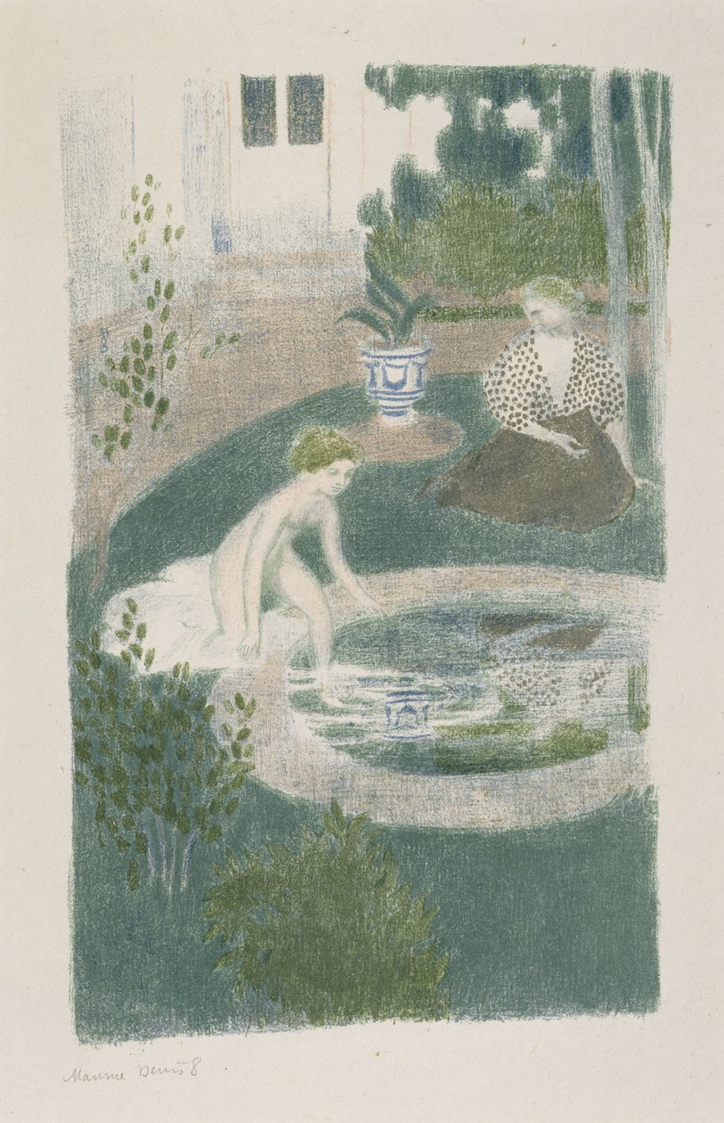 喷泉中的反思，1897年（彩色石版画） 作者 莫里斯·丹尼斯（Maurice Denis）