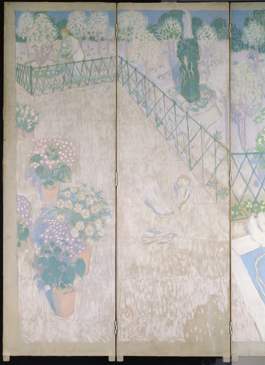 屏幕与鸽子，左手板的细节，c.1896油画布 作者 莫里斯·丹尼斯（Maurice Denis）