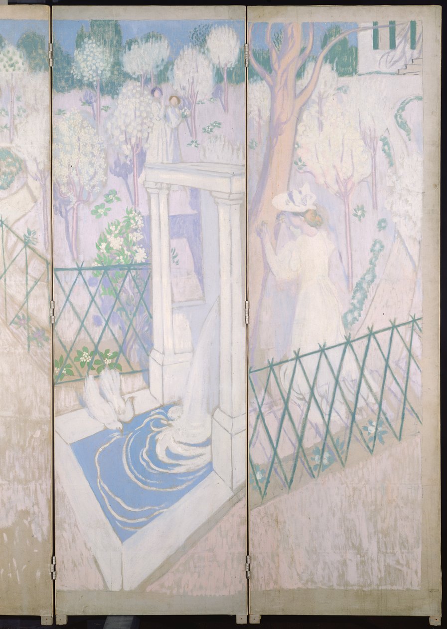 带有鸽子的屏幕，右侧面板的细节，c.1896油画布 作者 莫里斯·丹尼斯（Maurice Denis）