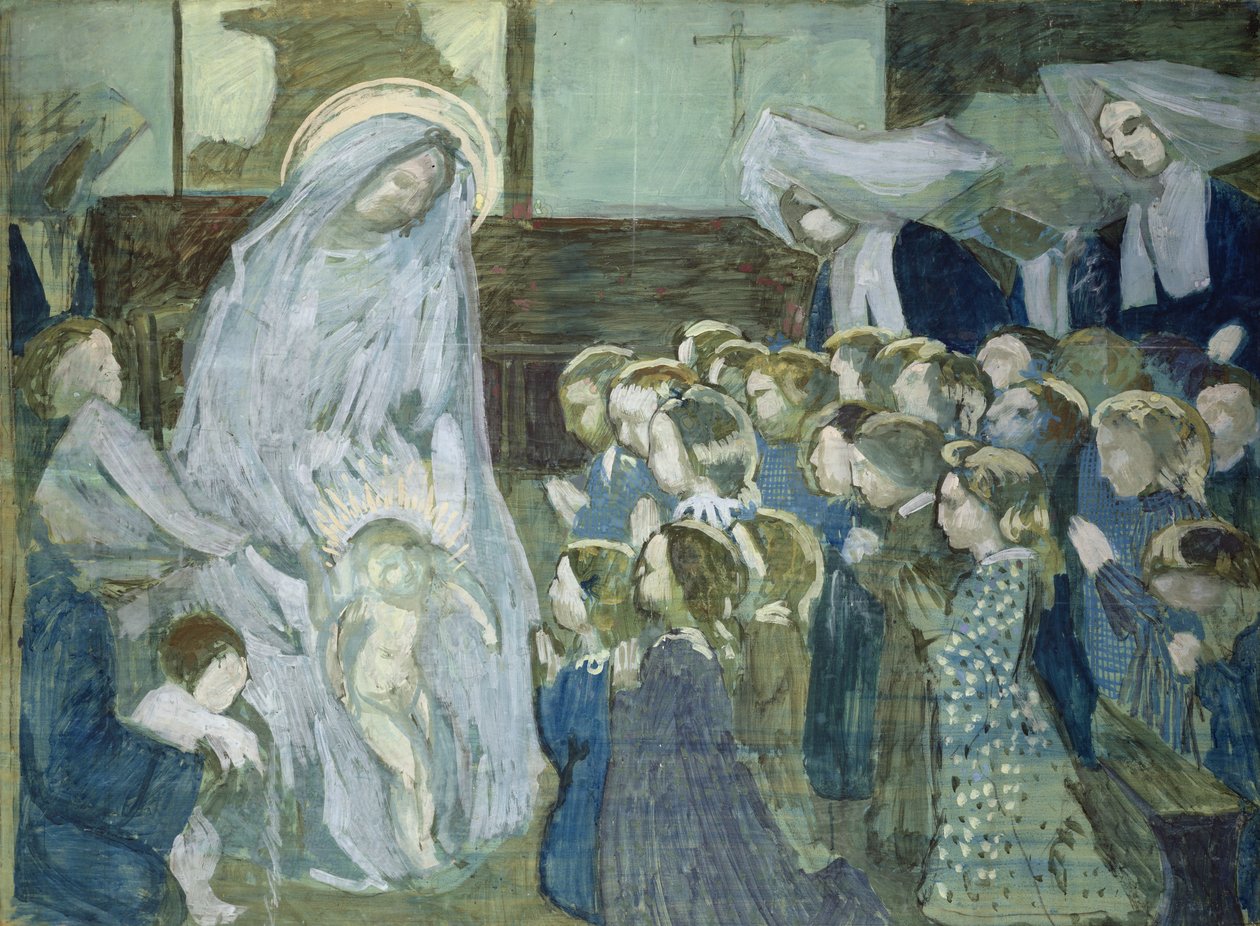 1903年圣母在学校的草图（纸上的油和木炭） 作者 莫里斯·丹尼斯（Maurice Denis）