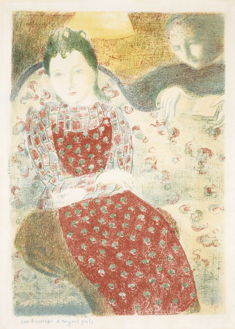 Sur le Canape dargent Pale（在苍白的银色沙发上），1898年（编织纸上的颜色版画） 作者 莫里斯·丹尼斯（Maurice Denis）