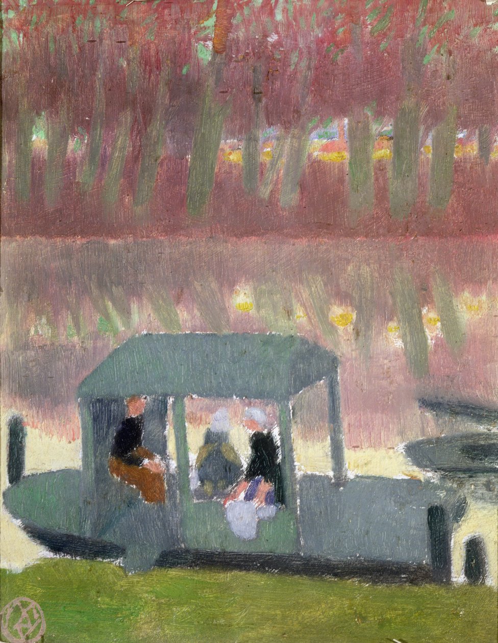 1890年Port-Marly的Bateau-Lavoir（纸上油画） 作者 莫里斯·丹尼斯（Maurice Denis）