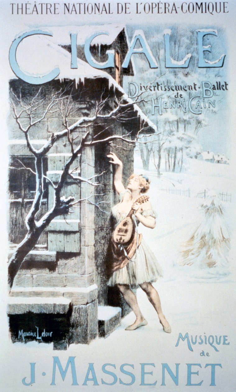 蝉，Jules Massenet的芭蕾舞剧，由Henri Cain在国家歌剧院剧院精心设计 作者 莫里斯·勒卢瓦（Maurice Leloir）