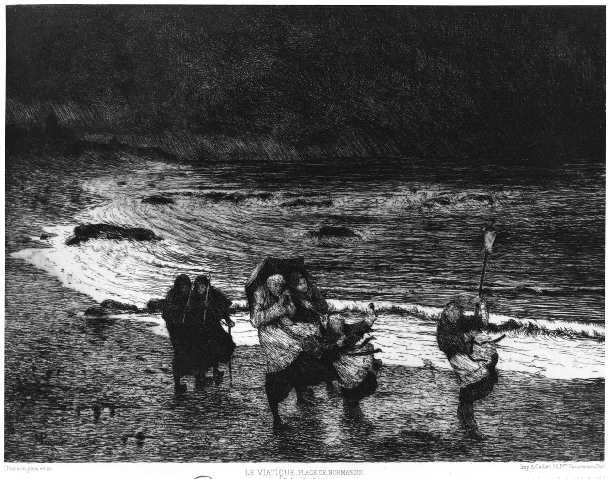 在一个海滩的Viaticum在诺曼底，1874年 作者 莫里斯·波尔森
