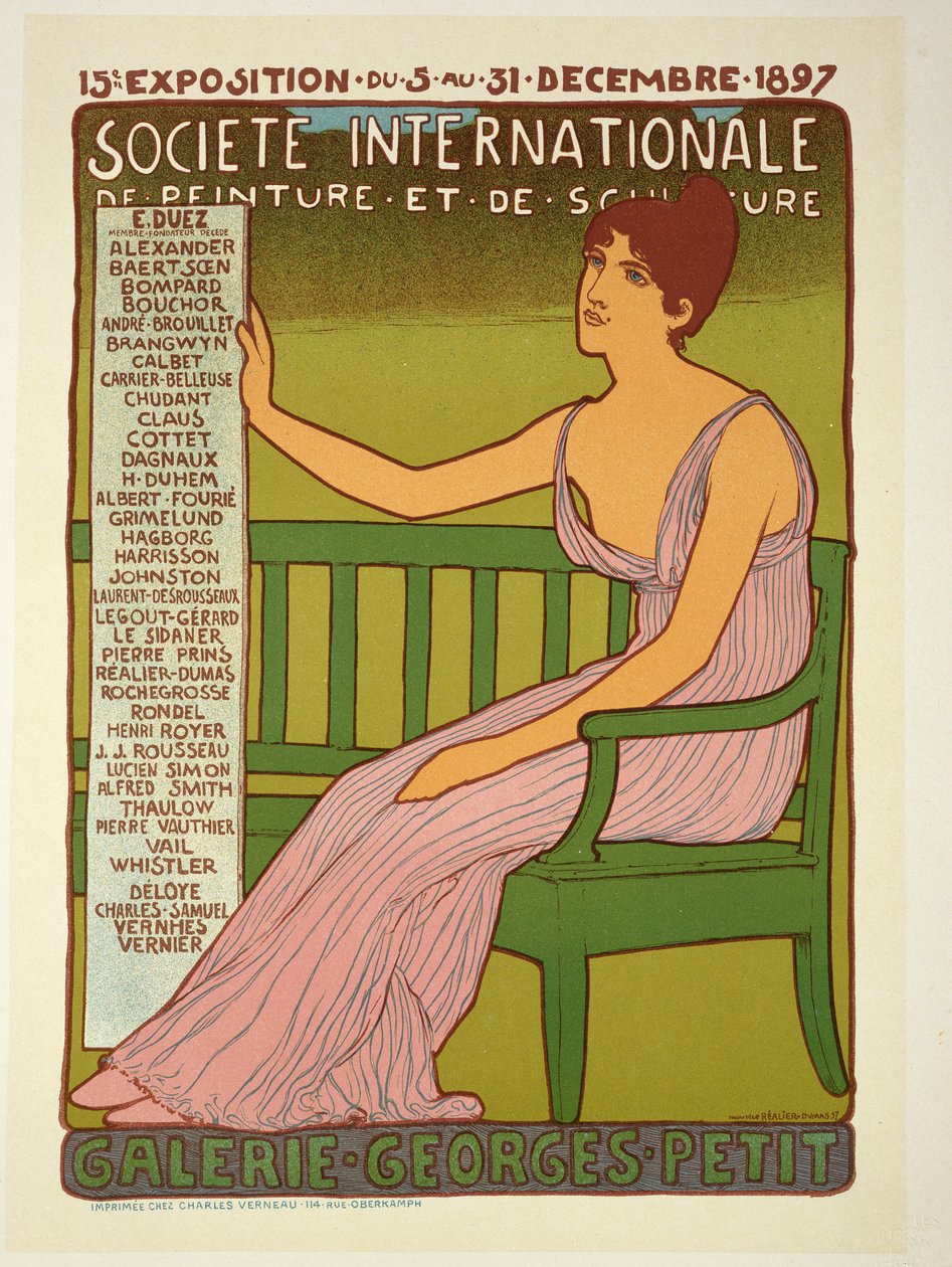 复制一张宣传&39;Georges Petit Gallery&39;的海报，巴黎，1897年 作者 莫里斯·雷尼尔·杜马
