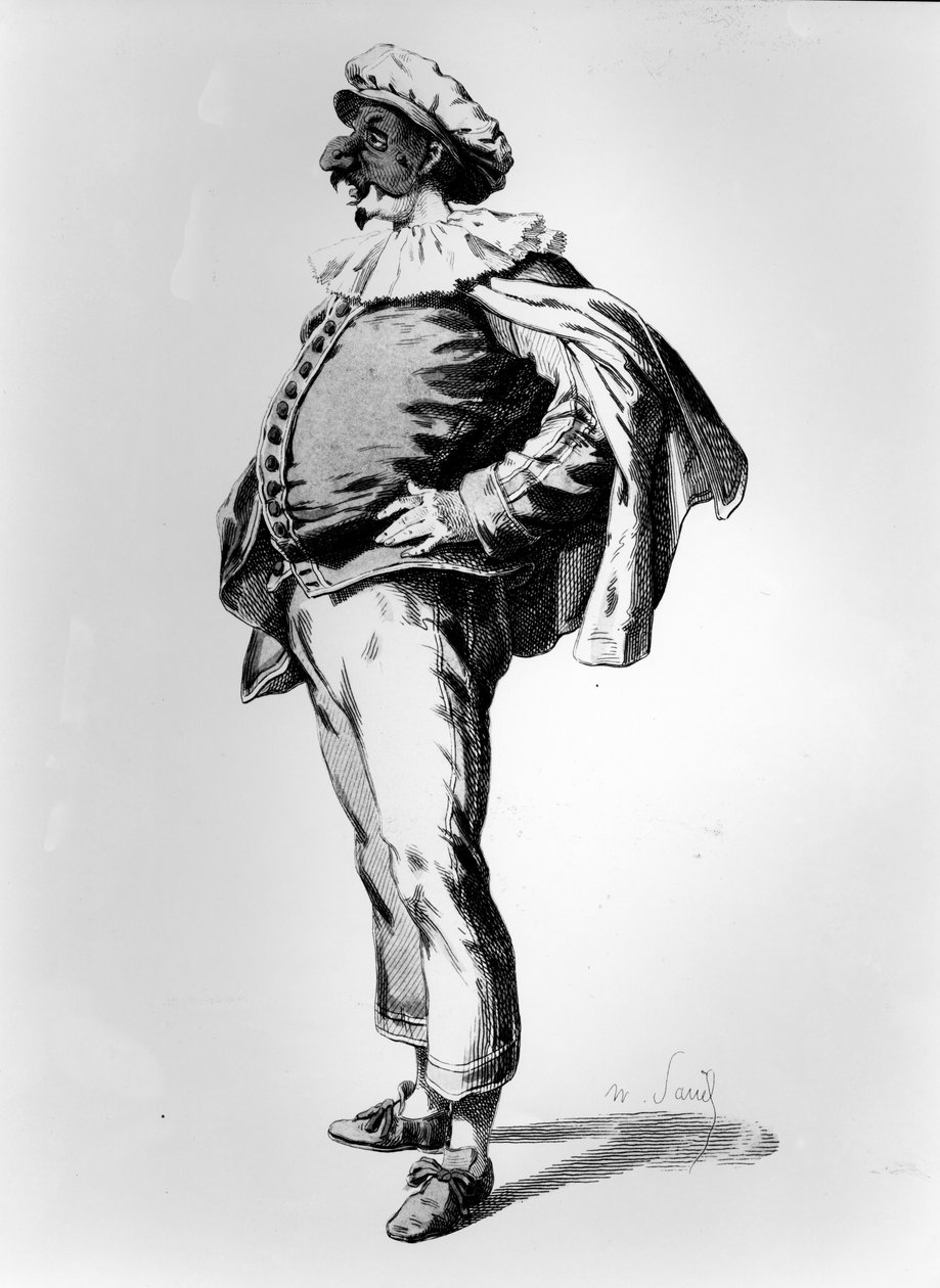Polichinelle，描绘于1685年的舞台服装，1860年 作者 莫里斯·桑德