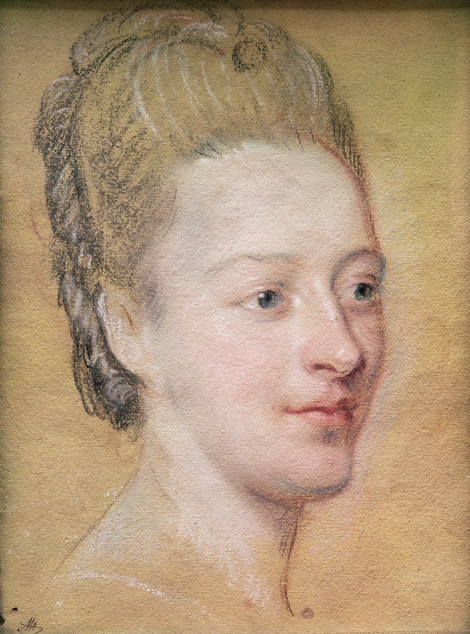 Isabelle de Charriere的肖像（1740-1805）Zulylen的Belle，1766年（纸上粉彩） 作者 莫里斯·昆汀·德拉图尔