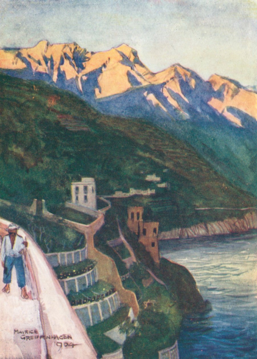 Minori at Sunset（彩色石版印刷） 作者 莫里斯（后）格里芬哈根（Greiffenhagen）