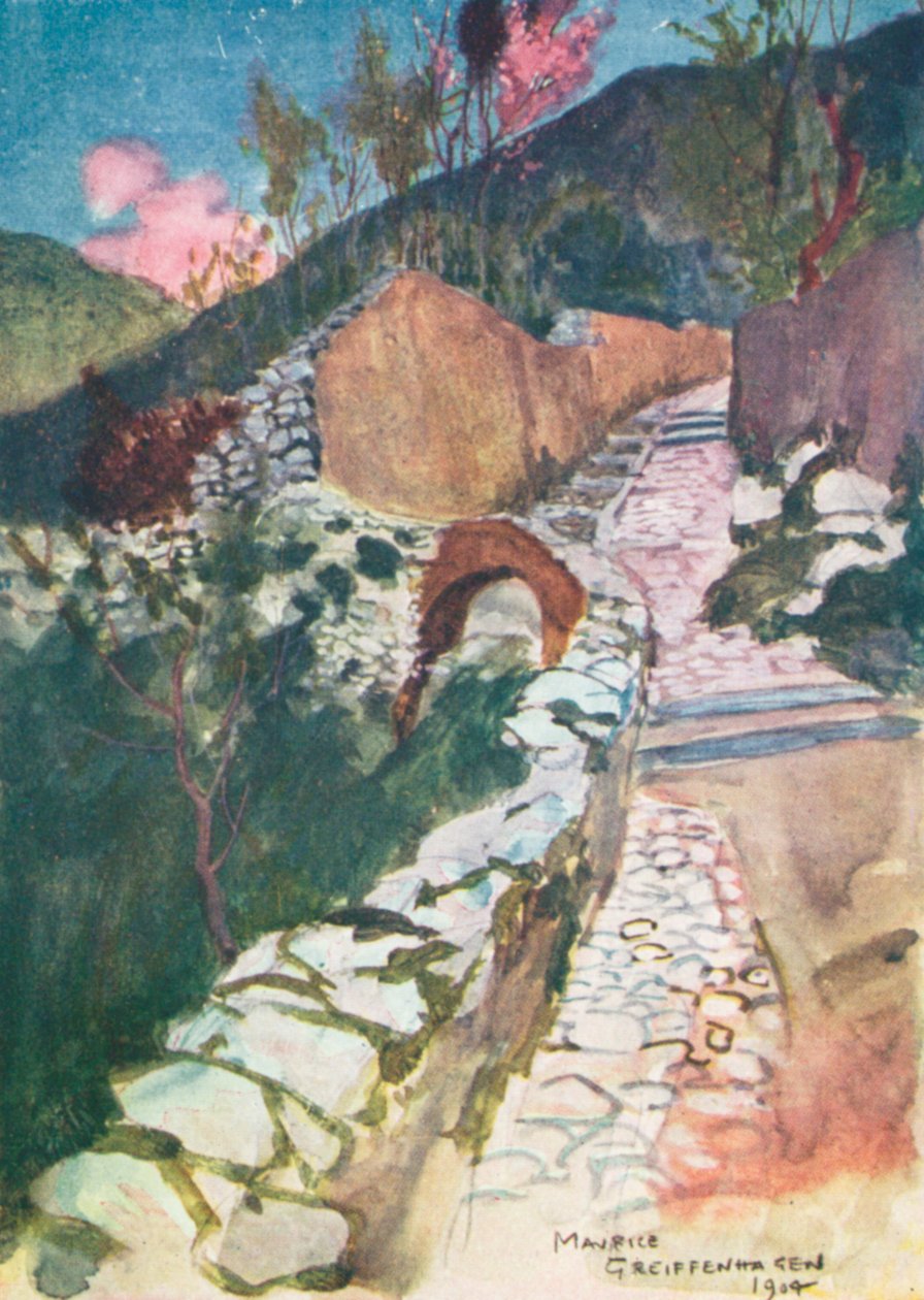 卡斯特拉马雷附近的道路（彩色平版） 作者 莫里斯（后）格里芬哈根（Greiffenhagen）