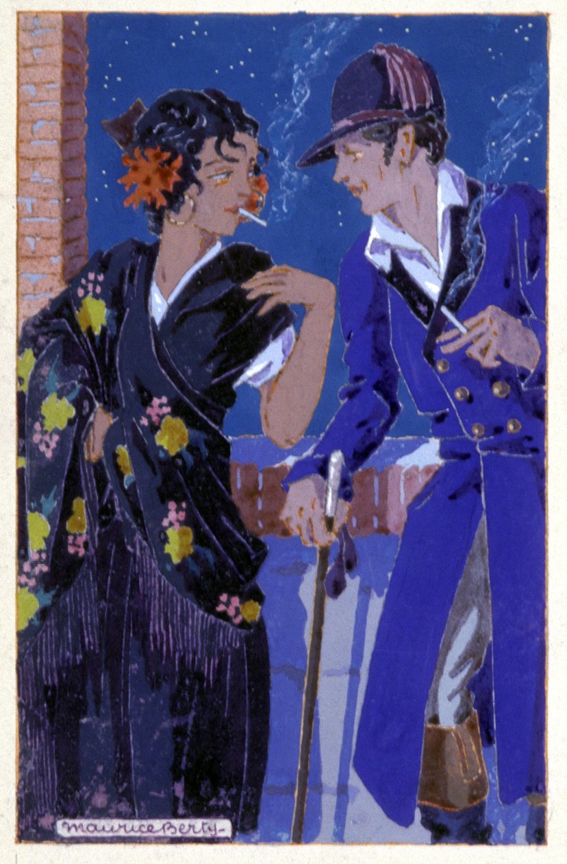 唐·何塞和卡门吸烟，c。 1930年（插图） 作者 莫里斯·伯蒂