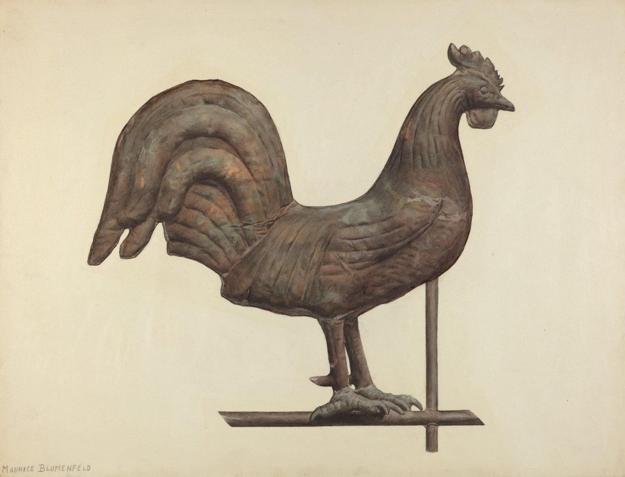 风向标顶饰，约1938年。 作者 莫里斯·布鲁门菲尔德
