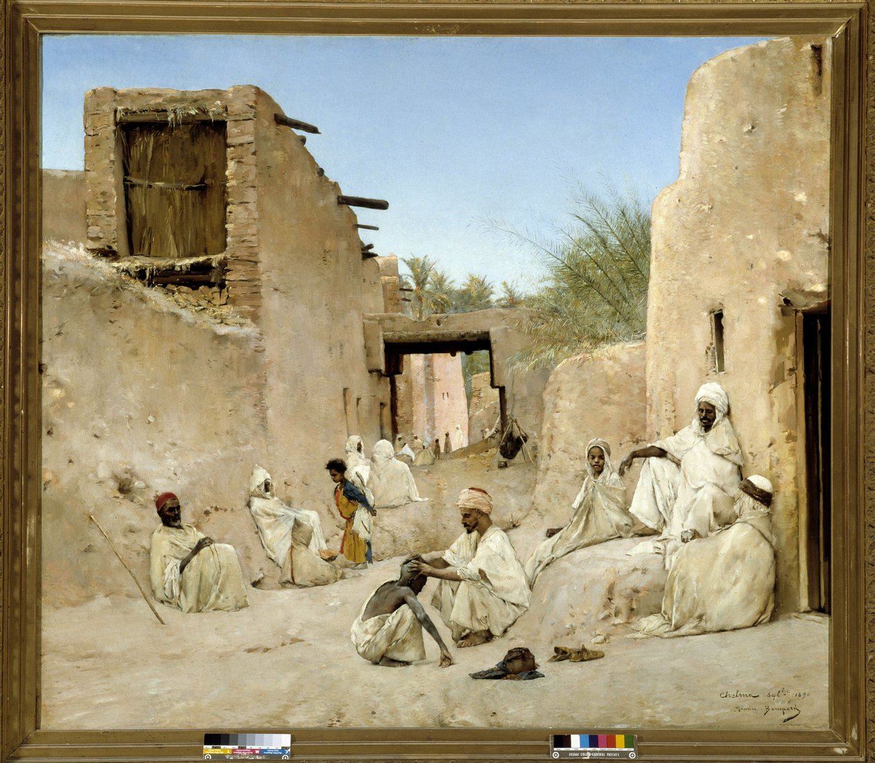 阿尔及利亚切特马绿洲的一条街道，莫里斯·邦帕德 (1857-1936) 的画作，1882 年昏暗。 140x160 厘米。 作者 莫里斯·庞帕德（Maurice Bompard）