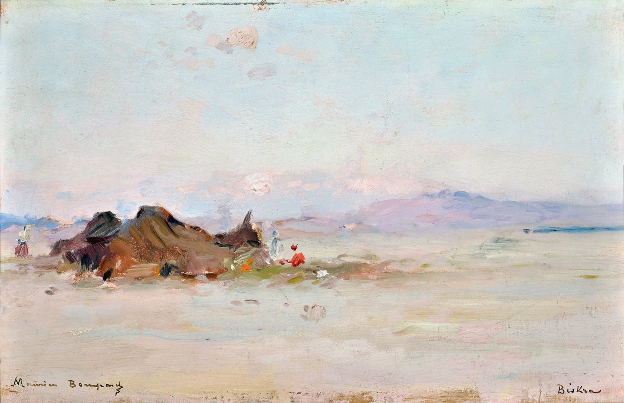 沙漠中的营地，Biskra（阿尔及利亚）。 作者 莫里斯·庞帕德（Maurice Bompard）
