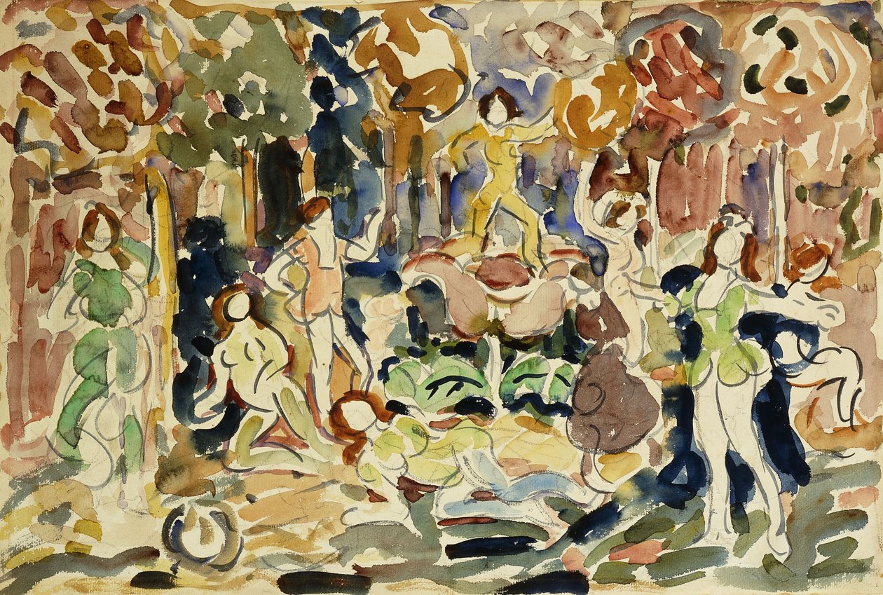 跳舞的人物，约1910-13年 作者 莫里斯·巴西·普伦德加斯特