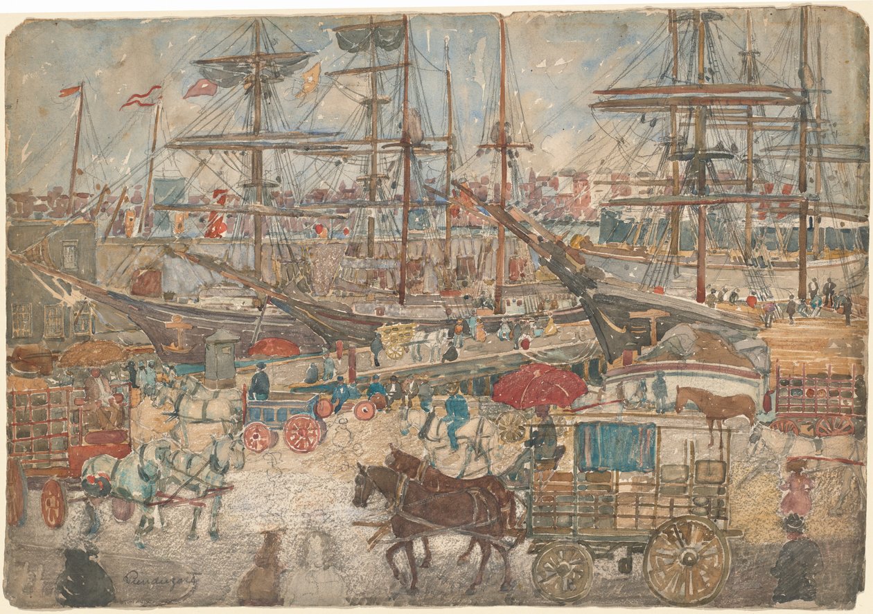 码头，东波士顿，19001904。 作者 莫里斯·巴西·普伦德加斯特