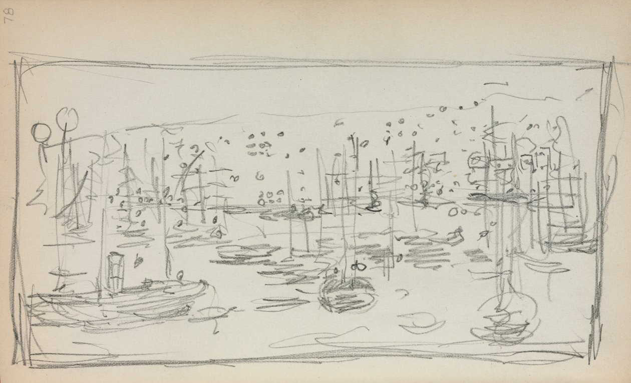 意大利素描本：港口第78页，1898-1899年。 作者 莫里斯·巴西·普伦德加斯特
