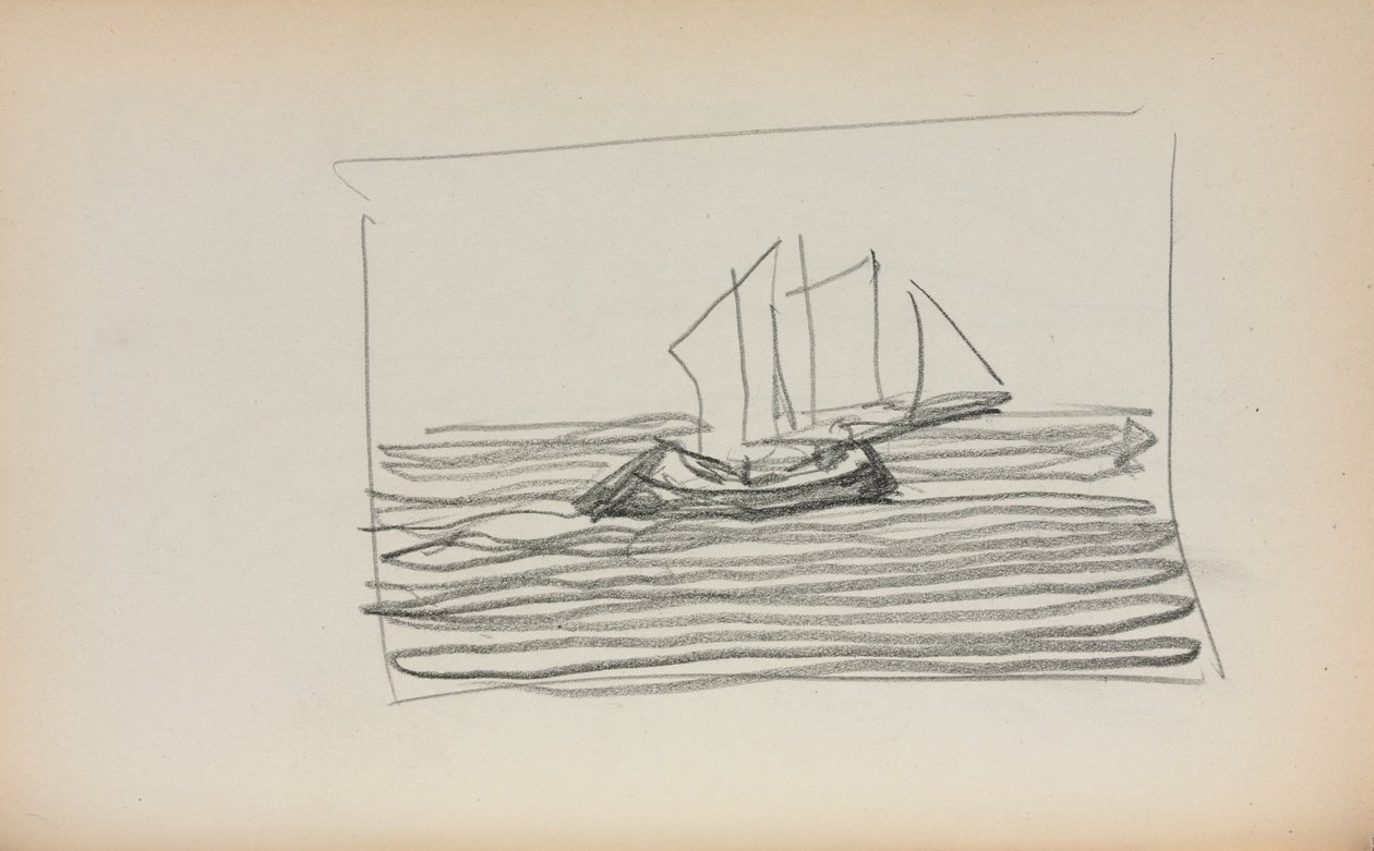 意大利素描本：帆船，第1898-1899页，第75页。 作者 莫里斯·巴西·普伦德加斯特