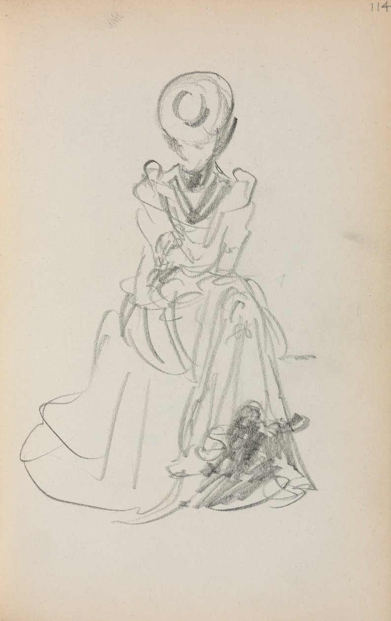 意大利素描本：《坐着的女人》，第1898-1899页，第114页。 作者 莫里斯·巴西·普伦德加斯特