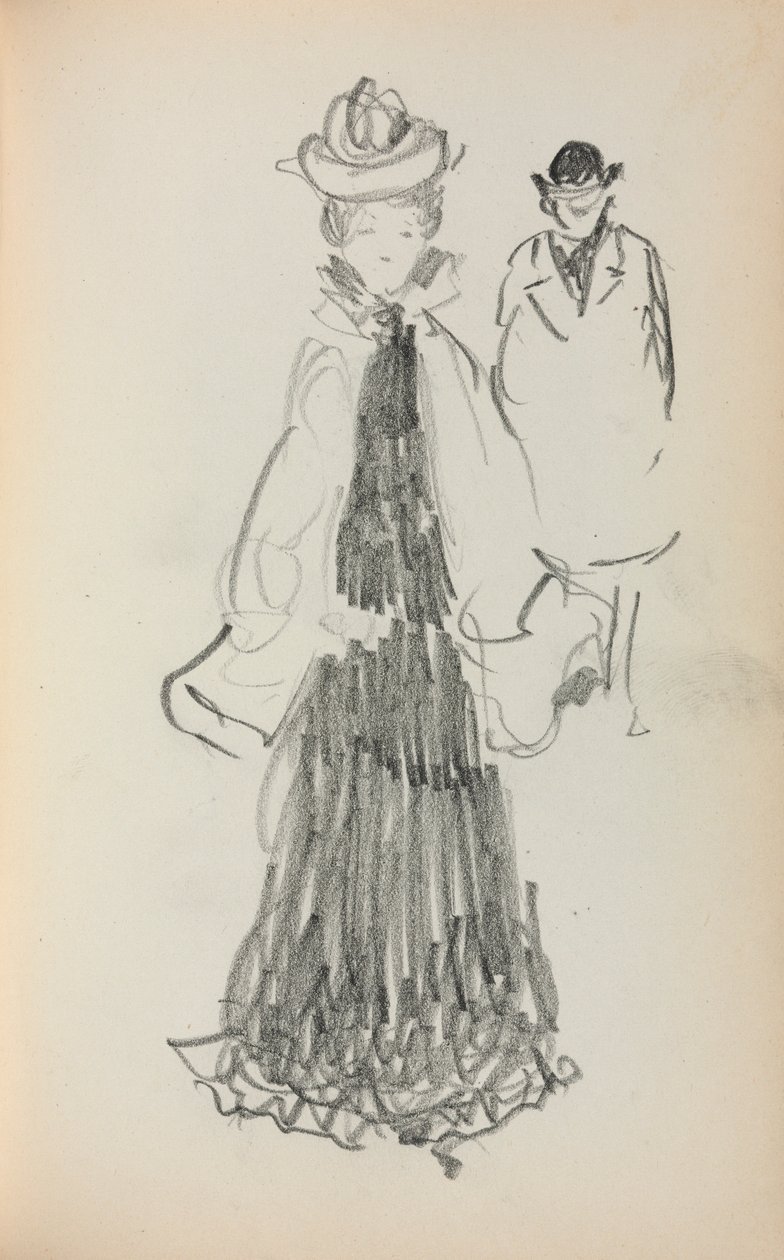 意大利素描本：《站立的男人和女人》，第1898-1899页，第125页。 作者 莫里斯·巴西·普伦德加斯特