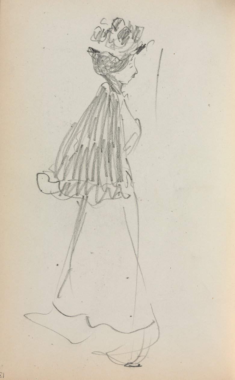 意大利速写本：站立的妇女，简介页130，1898-1899。 作者 莫里斯·巴西·普伦德加斯特