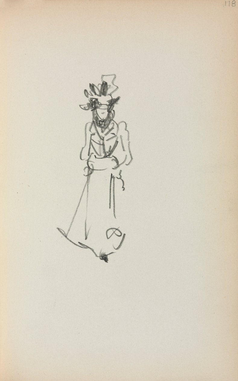 意大利写生簿：《站立的女人》，第1898-1899页，第118页。 作者 莫里斯·巴西·普伦德加斯特