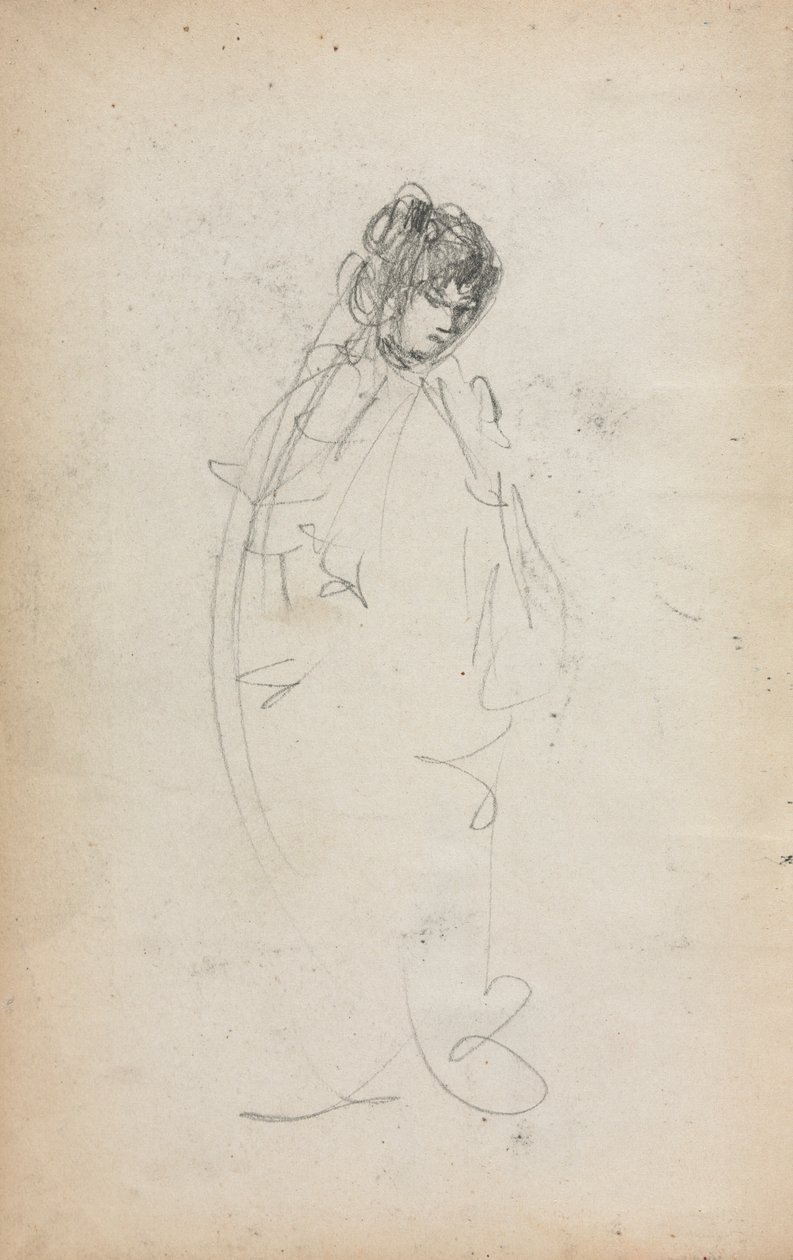 意大利素描本：《站立的女人》，第1页，1898-1899年。 作者 莫里斯·巴西·普伦德加斯特