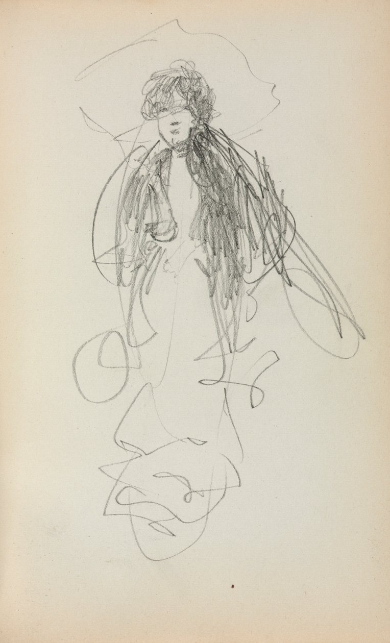 意大利素描本：《站立的女人》第219页，1898-1899年。 作者 莫里斯·巴西·普伦德加斯特