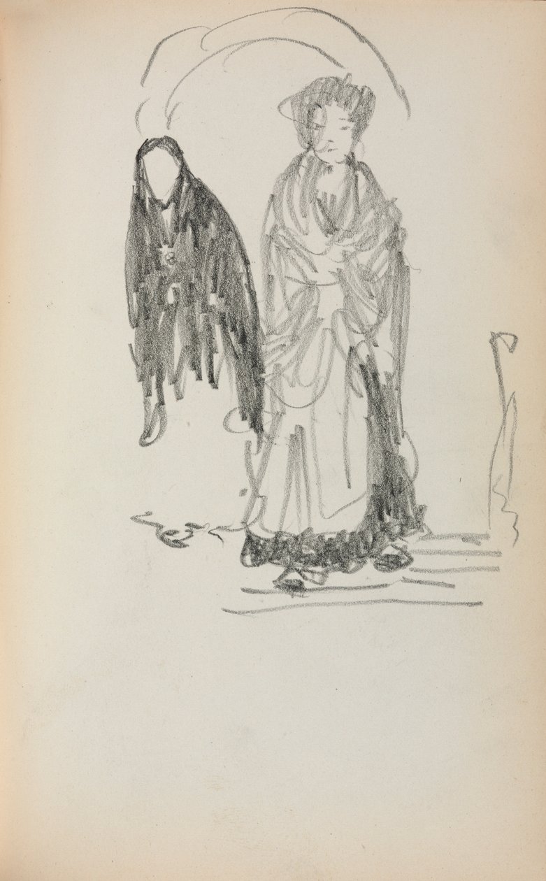 意大利写生簿：两个常任妇女，第123页，1898-1899年。 作者 莫里斯·巴西·普伦德加斯特